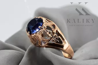 Žiedas Vintažiniai amatai Sapyras Originalus 14k rožinio aukso vintage vrc080r